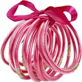 Set of 12 vibrant pink glitter Jelly bangles tied with a matching ribbon gift set - Set of 12 / Rose Red