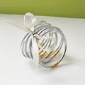 Elegant set of 9 silver glitter jelly bangles with gold wrap and white ribbon. - 9 Pieces Set / Silver