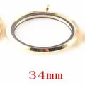 Gold-plated stainless steel 34mm circular floating locket with clear glass window - Gold Large 7*35mm
