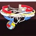 Buntes geflochtenes Armband mit Unendlichkeitsliebe und Autismus-Puzzle-Anhängern - Mehrlagiges Gewebtes Herz Puzzle Armband / Silber