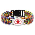 Colorful paracord bracelet with Autism Awareness puzzle piece and Faith Hope Love text - Faith Hope Love