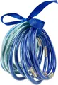 Set of twelve translucent blue glitter jelly bangles tied with a blue satin ribbon - Set of 12 / Blue Series