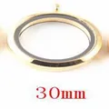 30mm diameter golden stainless steel and glass floating locket pendant for necklace - Gold Medium 6*30mm