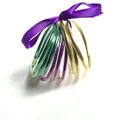 Set of colorful glitter jelly bangles tied with a purple silk ribbon on white background - Set of 12 / Gold Green Purple