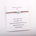 Bracelet carte de vœux fait main avec breloque tortue argentée sur cordon marron réglable - Marron