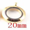Pendentif médaillon flottant rond de 20 mm en acier inoxydable doré avec verre clair - Doré mini petit 6*20 mm