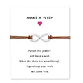Infinity symbol bracelet with brown wax cord presented on a Make a Wish display card - Infinity Symbol (EB0168) / Brown