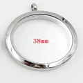 Médaillon flottant rond de 38 mm en acier inoxydable et verre pour création bijoux - Couleur acier extra large 8*38 mm