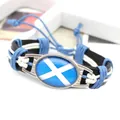 Bracciale in pelle PU intrecciato a mano con cabochon in vetro bandiera scozzese - Scozia