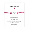 Detail view of hot pink infinity symbol bracelet on 'Make a Wish' greeting card. - Infinity Symbol (EB0168) / Rose Red
