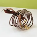 Set of 9 brown glitter PVC jelly bangles decorated with a brown satin ribbon bow - 9 Pieces Set / Coffee