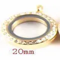 Pendentif médaillon en verre cristal rond doré de 20 mm pour bijoux - Mini Petit (9822) / 20mm / Or