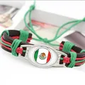 Bracciale intrecciato in pelle PU fatto a mano bandiera Messico cordoncino rosso verde - Verde (Bandiera del Messico)