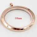 Médaillon flottant 38mm en acier inoxydable or rose avec fenêtres en verre transparent - Or rose très grand 8x38 mm