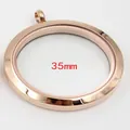Médaillon flottant en acier inoxydable or rose de 35mm avec panneau en verre transparent - Or rose grand 7x35 mm