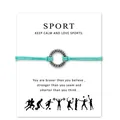 Pulsera de tarjeta de deseos inspiradora para animadora con cordón verde azulado y anillo - Verde
