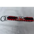 Handmade red and black braided paracord medical alert keychain with Epilepsy ID tag - Epilepsy