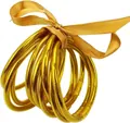 Elegant 9-piece set of golden glitter-filled PVC jelly bangles tied with a silk ribbon - 9 Pieces Set / Antique Gold