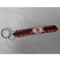 Macro view of red and black diabetic medical alert paracord keychain with star of life - Diabetic Black