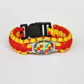 Red and yellow paracord bracelet with puzzle awareness design and plastic buckle - Yellow
