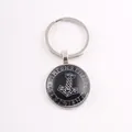 Viking Mjölnir keychain with Elder Futhark runes on black background metal ring - Thor's Hammer Rune / Silver