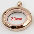 Élégant pendentif médaillon flottant 20mm en acier inoxydable or rose avec verre - Or rose mini petit 6x20 mm