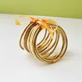 Set of 9 gold glitter jelly bangles made of flexible PVC silicone tube with ribbon bow - 9 Pieces Set / Gold
