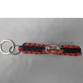 Close-up of Diabetic Type 2 medical alert paracord keychain in red and black - Type 2 Diabetic
