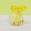 Handmade 5-piece set of vibrant yellow silicone glitter bangles tied with a matching ribbon - 5 Pieces / Yellow