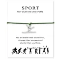 Gros plan du bracelet de gymnastique avec cordon vert sur carte de vœux sportive - Figurine de Gymnaste Vert Foncé
