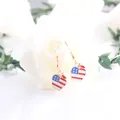 Elegant patriotic USA flag apple drop earrings with gold hooks for Independence Day - Apple
