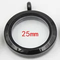 Pendentif médaillon flottant de 25 mm en acier inoxydable noir et verre pour DIY - Noir petit 6*25 mm