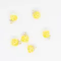 Detailed view of 16mm glass ball charms with yellow stars for earring and jewelry DIY - Yellow