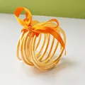 9-piece set of orange glitter jelly bangles featuring a matching silk ribbon bow - 9 Pieces Set / Old Yellow