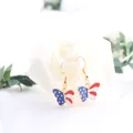 Handcrafted USA flag butterfly drip oil drop earrings for Independence Day jewelry - Butterfly Design