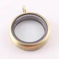 Primo piano di un ciondolo locket rotondo da 30mm in vetro e oro antico per DIY - 30mm / Bronzo Antico