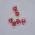 Set of 16mm round glass ball charms with pink crystal filler for DIY jewelry making - Pink