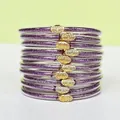 Set di 10 braccialetti in gelatina glitter viola con fibbie a loto dorate per donne - Confezione da 10 / Viola Misto