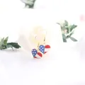 Heart-shaped American flag drop earrings with patriotic stars and stripes design for women. - Heart Shape