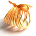 Elegante set van 10 gouden glitter jelly armbanden met een oranje zijden lint strik decoratie - Oud Geel