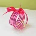 Set of 9 pink glitter jelly bangles tied with a decorative pink ribbon bow for girls - 9 Pieces Set / Rose Red