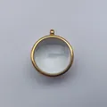 Primer plano de una caja Gau de acero dorado con tapa de cristal mineral convexo. - Exterior 29mm Interior 23mm Espesor 8mm / Dorado
