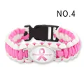 Pink ribbon breast cancer awareness paracord bracelet with pink and white braided cord - Breast Cancer Awareness / Pink & White Woven