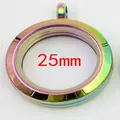 Pendentif médaillon flottant en acier inoxydable arc-en-ciel irisé de 25 mm de large - Multicolore petit 6*25 mm