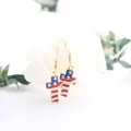 American flag pattern cross-shaped enamel dangle earrings for Independence Day celebration - Cross