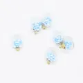Detail of 16mm round glass charms filled with light blue and white foam balls. - Light Blue