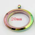 Pendentif médaillon flottant arc-en-ciel en acier inoxydable 20mm avec vitre double - Multicolore mini petit 6*20 mm