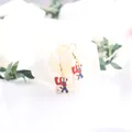Patriotic USA flag enamel drop earrings for Independence Day celebration fashion jewelry - USA Letters