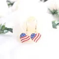 Elegant heart-shaped US flag enamel drop earrings for Independence Day celebrations - Heart Twill