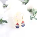 Teardrop American flag dangle earrings with red white and blue enamel for July 4th - Easter Egg Design